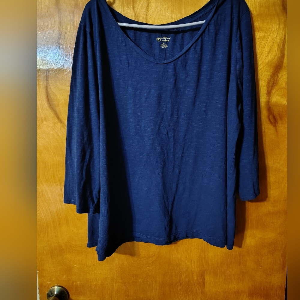 New Directions Deep Blue Long Sleeve women's ,Top size 3x